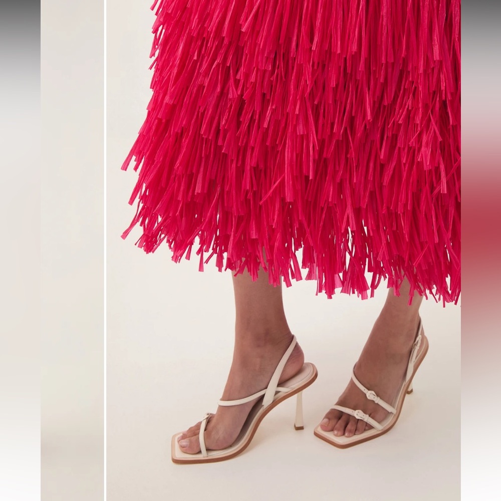 Aje Rushes Raffia Knit Midi Dress in Deep Fuschia Pink size small - Picture 3 of 13